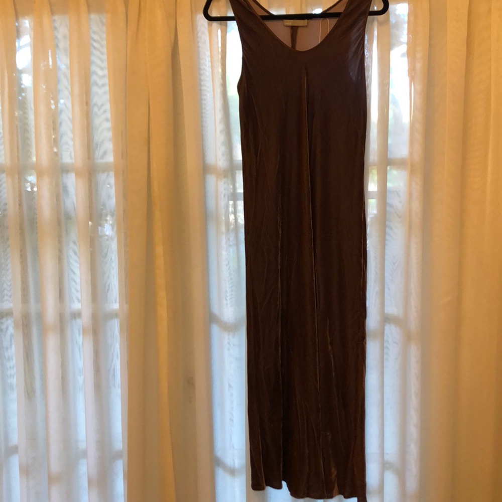 VINCE purple velvet sleeveless bias cut dress